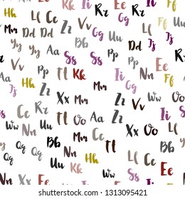 Light Multicolor vector seamless backdrop with english symbols. Colored alphabet signs with gradient on white background. Design for wallpaper, fabric makers.
