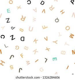 Light Multicolor vector seamless backdrop with english symbols. Modern geometrical illustration with ABC english symbols. Design for textile, fabric, wallpapers.