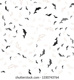 Light Multicolor vector seamless backdrop with ocean dolphins. Shining illustration of colorful gradient sea dolphins. Natural design for wallpapers.