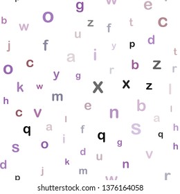 Light Multicolor vector seamless backdrop with english symbols. Shining illustration with ABC symbols on abstract template. Design for textile, fabric, wallpapers.