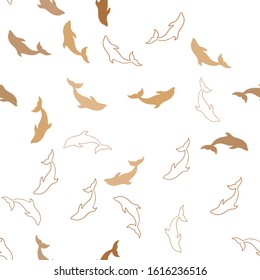 Light Multicolor vector seamless backdrop with ocean dolphins. Isolated sea dolphins on white background. Pattern for websites of animals.
