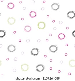 Light Multicolor vector seamless background with bubbles. Beautiful colored illustration with blurred circles in nature style. Pattern can be used for ads, leaflets.