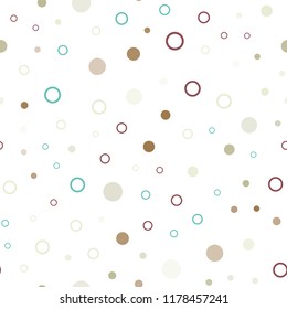 Light Multicolor vector seamless background with bubbles. Abstract illustration with colored bubbles in nature style. Pattern for design of window blinds, curtains.