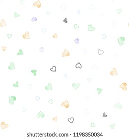 Light Multicolor vector seamless background with hearts. Hearts on blurred abstract background with colorful gradient. Pattern for marriage gifts, congratulations.
