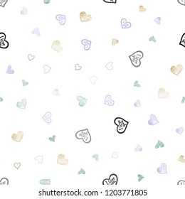Light Multicolor vector seamless background with hearts. Glitter abstract illustration with colorful hearts in romantic style. Beautiful design for your business advert of anniversary.