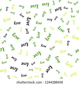 Light Multicolor vector seamless background with words of love. Decorative design in doodle style with text LOVE YOU. Design for textile, fabric, wallpapers.