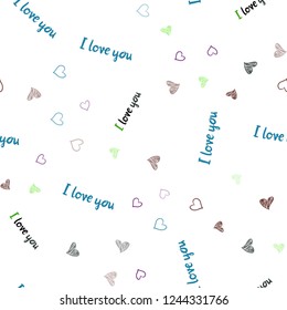 Light Multicolor vector seamless background with hearts. Illustration with hearts in love concept for valentine's day. Pattern for carnival, festival romantic leaflets.