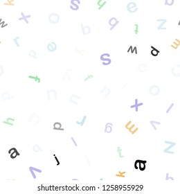 Light Multicolor vector seamless background with signs of alphabet. Abstract illustration with colored latin alphabet. Pattern for design of fabric, wallpapers.