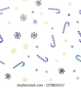 Light Multicolor vector seamless background with tasty xmas sweets.