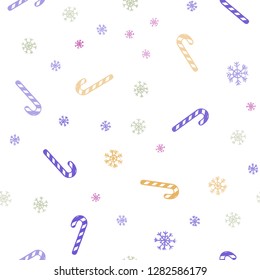 Light Multicolor vector seamless background with sweet xmas lollipops.
