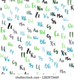 Light Multicolor vector seamless background with signs of alphabet. Shining colorful illustration with isolated letters. Design for wallpaper, fabric makers.