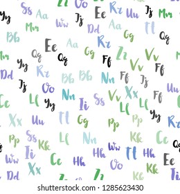 Light Multicolor vector seamless background with signs of alphabet. Abstract illustration with colored latin alphabet. Texture for window blinds, curtains.