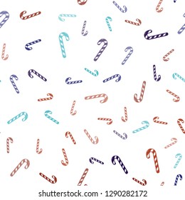 Light Multicolor vector seamless background with sweet xmas lollipops.