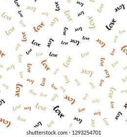 Light Multicolor vector seamless background with words of love. Illustration with colorful phrase LOVE YOU in romantic style. Texture for window blinds, curtains.