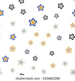 Light Multicolor vector seamless background with colored stars. Shining colored illustration with stars. Template for business cards, websites.