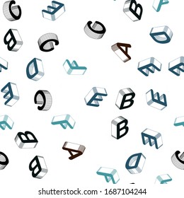 Light Multicolor vector seamless background with 3D signs of alphabet. Modern geometrical illustration with 3D ABC english symbols. Design for textile, fabric, wallpapers.