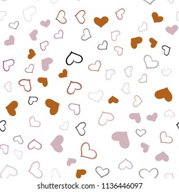 Light Multicolor vector seamless cover with Shining hearts. Glitter abstract illustration with colorful hearts in romantic style. Template for Valentine's greeting postcards.