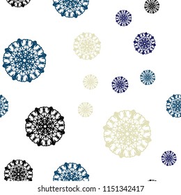 Light Multicolor vector seamless cover with beautiful snowflakes. Blurred decorative design in xmas style with snow. Template for business cards, websites.