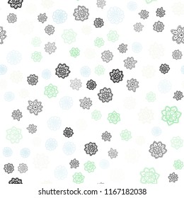 Light Multicolor vector seamless cover with beautiful snowflakes. Snow on blurred abstract background with gradient. Pattern for design of window blinds, curtains.