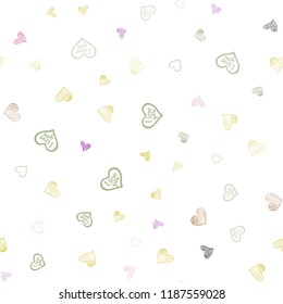 Light Multicolor vector seamless cover with Shining hearts. Blurred decorative design in doodle style with hearts. Pattern can be used for valentine's ad, booklets.