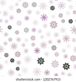 Light Multicolor vector seamless cover with beautiful snowflakes. Snow on blurred abstract background with gradient. Pattern for design of window blinds, curtains.