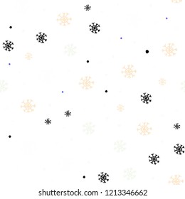 Light Multicolor vector seamless cover with beautiful snowflakes. Colorful decorative design in xmas style with snow. Pattern for design of window blinds, curtains.