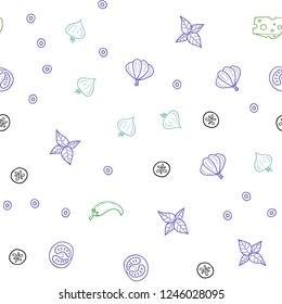 Light Multicolor vector seamless cover with cuisine gourmet. Decorative shining illustration with food on abstract template. Doodle design for your business advert of cafes.