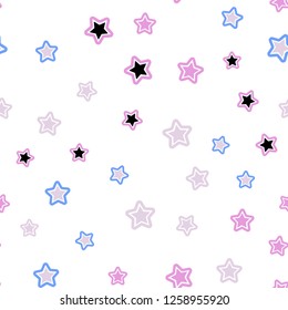 Light Multicolor vector seamless cover with small and big stars. Decorative shining illustration with stars on abstract template. Pattern for trendy fabric, wallpapers.