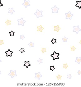 Light Multicolor vector seamless cover with small and big stars. Modern geometrical abstract illustration with stars. Template for business cards, websites.