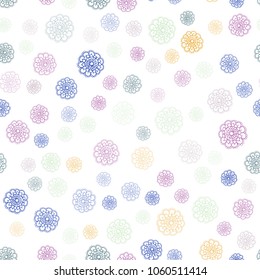 Light Multicolor vector seamless doodle blurred background. New colorful illustration in doodle style with flowers. Hand painted design for web, wrapping, wallpaper.