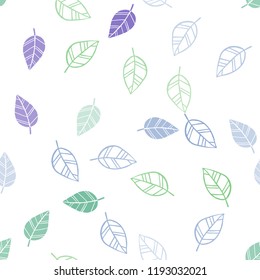 Light Multicolor vector seamless doodle layout with leaves. Brand new colored illustration in blurry style with leaves. Design for textile, fabric, wallpapers.