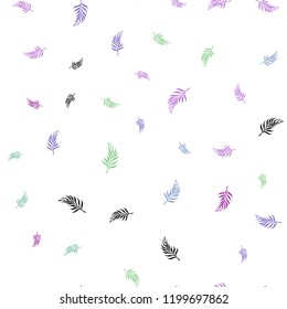 Light Multicolor vector seamless doodle backdrop with leaves. Doodle illustration of leaves in Origami style with gradient. Design for textile, fabric, wallpapers.