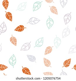 Light Multicolor vector seamless doodle background with leaves. Decorative illustration with doodles on abstract template. Pattern for design of fabric, wallpapers.