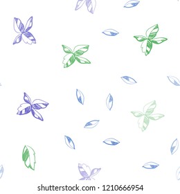 Light Multicolor vector seamless doodle background with leaves. Glitter abstract illustration with doodles and leaves. Pattern for design of window blinds, curtains.