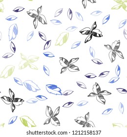 Light Multicolor vector seamless doodle texture with leaves. Doodle illustration of leaves in Origami style with gradient. Pattern for design of window blinds, curtains.
