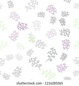 Light Multicolor vector seamless doodle background with branches. Sketchy doodles on white background. Design for textile, fabric, wallpapers.