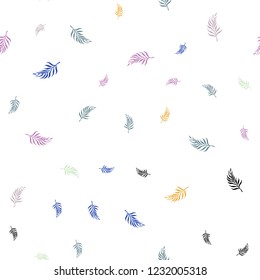 Light Multicolor vector seamless doodle pattern with leaves. leaves on blurred abstract background with gradient. Trendy design for wallpaper, fabric makers.