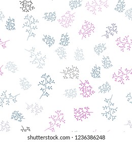 Light Multicolor vector seamless doodle background with branches. Glitter abstract illustration with leaves and branches. Pattern for trendy fabric, wallpapers.
