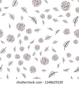 Light Multicolor vector seamless doodle template with leaves, flowers. Modern abstract illustration with leaves and flowers. Design for textile, fabric, wallpapers.