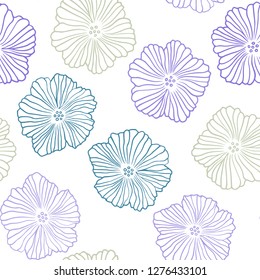 Light Multicolor vector seamless doodle background with flowers. Illustration with colorful abstract doodle flowers. Design for wallpaper, fabric makers.