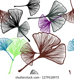 Light Multicolor vector seamless doodle pattern with leaves. Modern geometrical abstract illustration with leaves. Template for business cards, websites.
