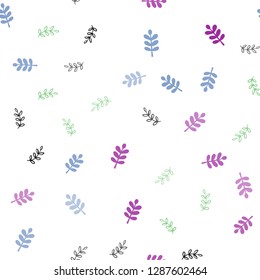 Light Multicolor vector seamless doodle texture with leaves. Blurred decorative design in Indian style with leaves. Design for wallpaper, fabric makers.