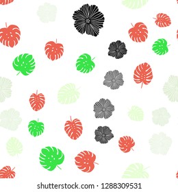 Light Multicolor vector seamless doodle background with flowers, leaves. Creative illustration in blurred style with leaves, flowers. Design for wallpaper, fabric makers.