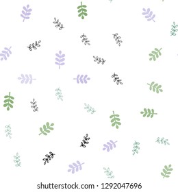 Light Multicolor vector seamless doodle texture with leaves. Glitter abstract illustration with doodles and leaves. Design for wallpaper, fabric makers.