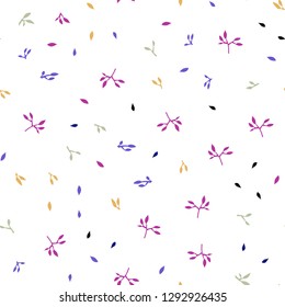 Light Multicolor vector seamless doodle texture with leaves. Colorful abstract illustration with leaves in doodle style. Pattern for design of window blinds, curtains.