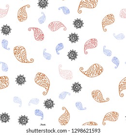 Light Multicolor vector seamless doodle texture with leaves and flowers. Brand new colored illustration with leaves and flowers. Design for wallpaper, fabric makers.