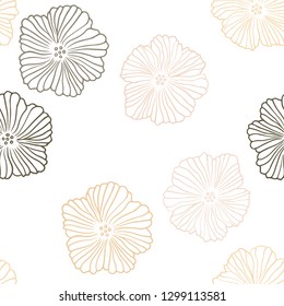 Light Multicolor vector seamless doodle pattern with flowers. Decorative design of flowers on white background. Texture for window blinds, curtains.