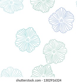 Light Multicolor vector seamless doodle pattern with flowers. Modern abstract illustration with flowers. Design for textile, fabric, wallpapers.