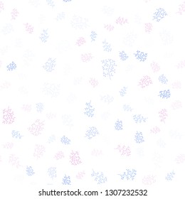 Light Multicolor vector seamless doodle pattern with leaves, branches. Doodle illustration of leaves and branches in Origami style. Pattern for design of fabric, wallpapers.