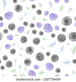 Light Multicolor vector seamless doodle pattern with leaves and flowers. Leaves, flowers in natural style on white background. Pattern for trendy fabric, wallpapers.